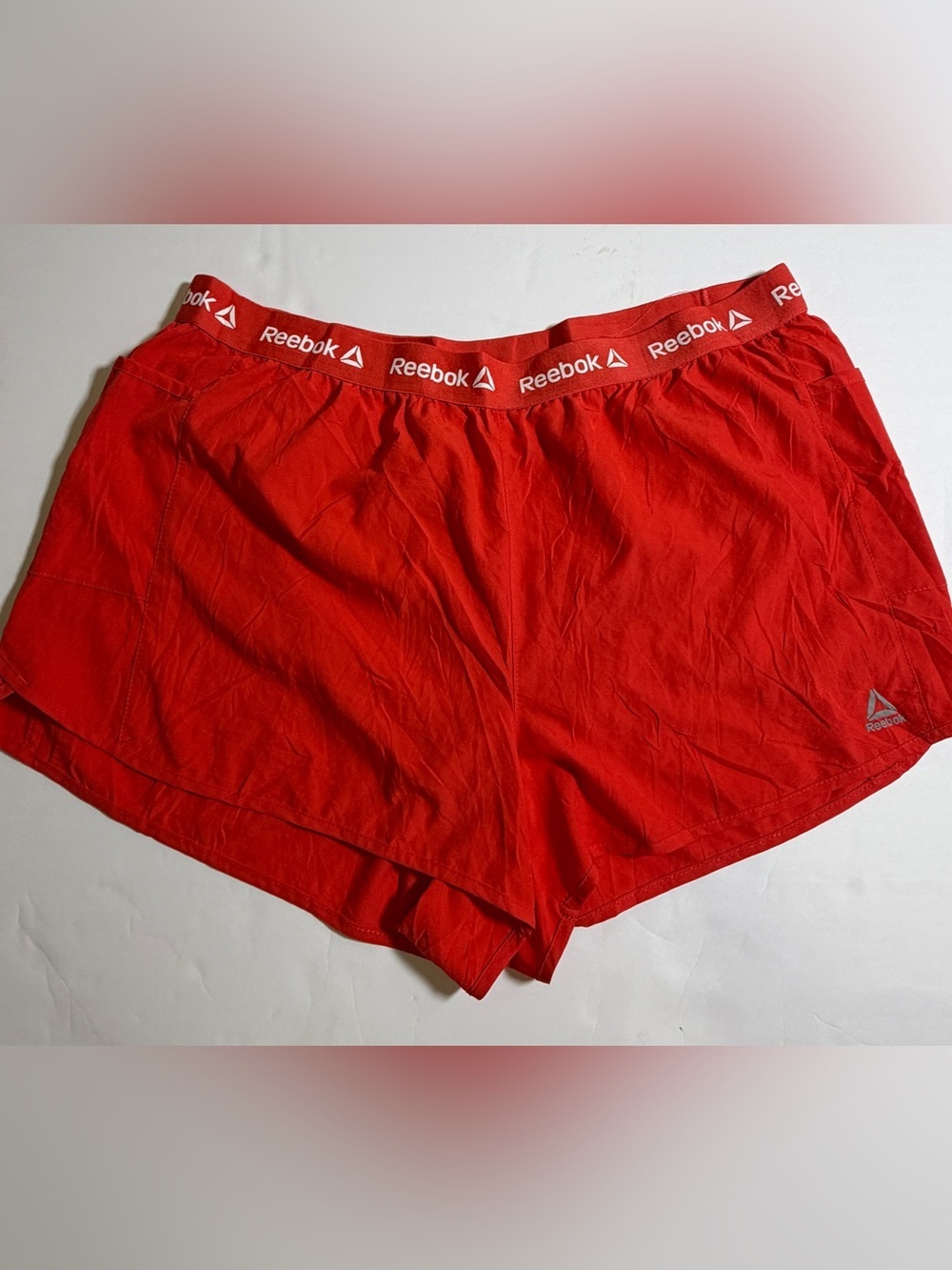 Reebok Red Logo Elastic Waist Shorts